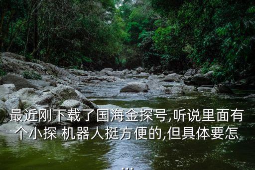 最近剛下載了國(guó)海金探號(hào),聽說里面有個(gè)小探 機(jī)器人挺方便的,但具體要怎...