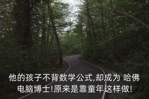 他的孩子不背數(shù)學(xué)公式,卻成為 哈佛電腦博士!原來是靠童年這樣做!