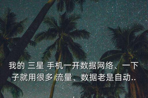 我的 三星 手機(jī)一開(kāi)數(shù)據(jù)網(wǎng)絡(luò)、一下子就用很多 流量、數(shù)據(jù)老是自動(dòng)...