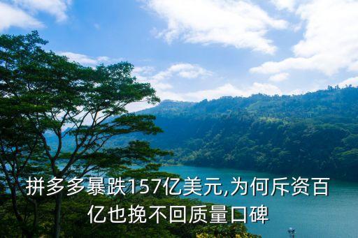 拼多多暴跌157億美元,為何斥資百億也挽不回質(zhì)量口碑