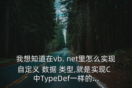 我想知道在vb. net里怎么實(shí)現(xiàn)自定義 數(shù)據(jù) 類型,就是實(shí)現(xiàn)C  中TypeDef一樣的...