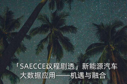 「SAECCE議程劇透」新能源汽車大數(shù)據(jù)應用——機遇與融合