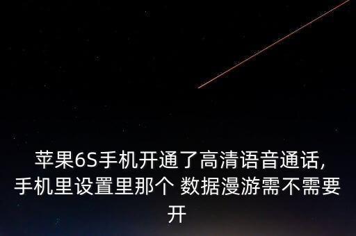  蘋果6S手機(jī)開通了高清語音通話,手機(jī)里設(shè)置里那個(gè) 數(shù)據(jù)漫游需不需要開