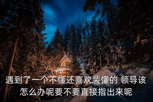 遇到了一個(gè)不懂還喜歡裝懂的 領(lǐng)導(dǎo)該怎么辦呢要不要直接指出來(lái)呢