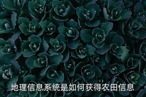 地理信息系統(tǒng)是如何獲得農(nóng)田信息