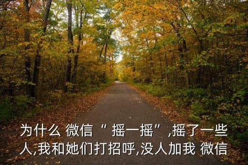 為什么 微信“ 搖一搖”,搖了一些人,我和她們打招呼,沒人加我 微信