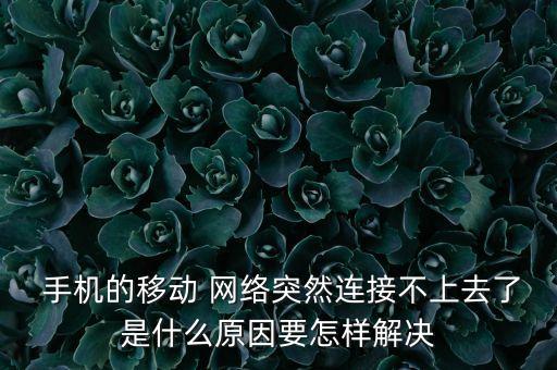  手機(jī)的移動 網(wǎng)絡(luò)突然連接不上去了是什么原因要怎樣解決