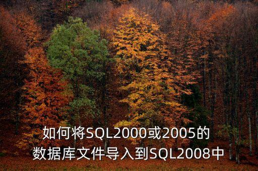 如何將SQL2000或2005的 數(shù)據(jù)庫文件導(dǎo)入到SQL2008中