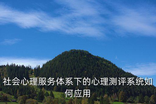 社會心理服務體系下的心理測評系統(tǒng)如何應用