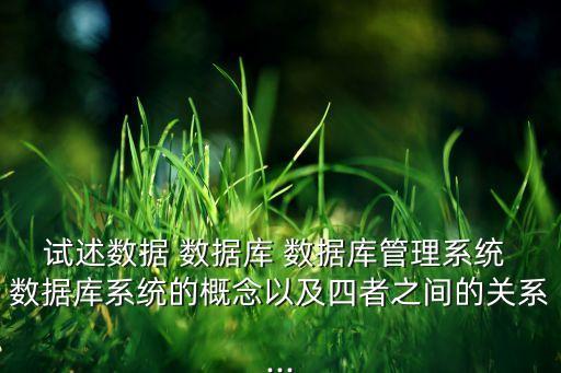 試述數(shù)據(jù) 數(shù)據(jù)庫 數(shù)據(jù)庫管理系統(tǒng) 數(shù)據(jù)庫系統(tǒng)的概念以及四者之間的關(guān)系...