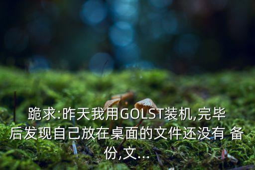 跪求:昨天我用GOLST裝機,完畢后發(fā)現(xiàn)自己放在桌面的文件還沒有 備份,文...