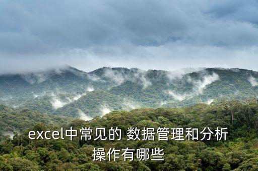 excel中常見(jiàn)的 數(shù)據(jù)管理和分析操作有哪些
