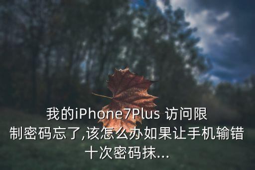 我的iPhone7Plus 訪問限制密碼忘了,該怎么辦如果讓手機(jī)輸錯(cuò)十次密碼抹...