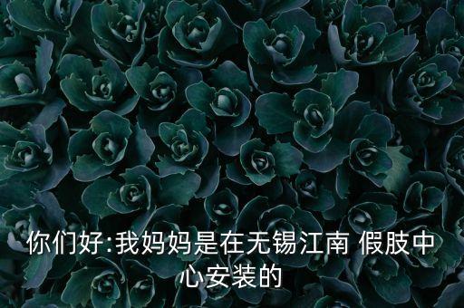 你們好:我媽媽是在無錫江南 假肢中心安裝的