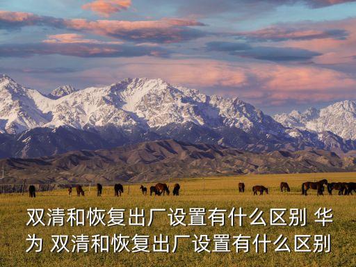  雙清和恢復出廠設置有什么區(qū)別 華為 雙清和恢復出廠設置有什么區(qū)別