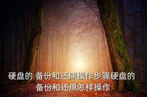硬盤的 備份和還原操作步驟硬盤的 備份和還原怎樣操作