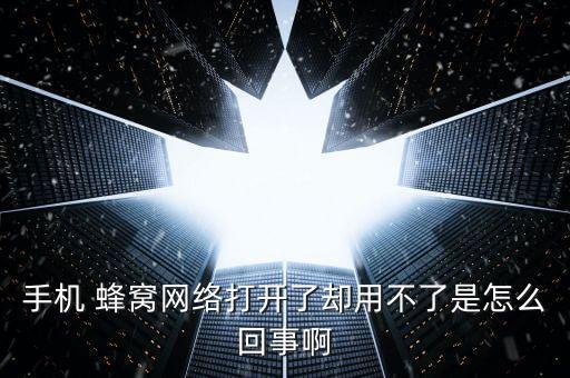 手機 蜂窩網(wǎng)絡(luò)打開了卻用不了是怎么回事啊