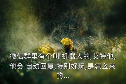 微信群里有個叫 機器人的,艾特他,他會 自動回復,特別好玩,是怎么來的...