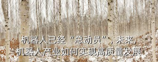  機器人已經(jīng)“總動員”, 未來, 機器人產(chǎn)業(yè)如何實現(xiàn)高質量發(fā)展
