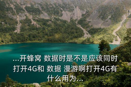 ...開蜂窩 數(shù)據(jù)時(shí)是不是應(yīng)該同時(shí)打開4G和 數(shù)據(jù) 漫游啊打開4G有什么用為...