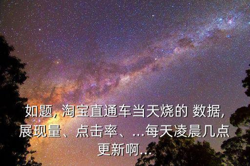 如題, 淘寶直通車當天燒的 數(shù)據(jù),展現(xiàn)量、點擊率、...每天凌晨幾點更新啊...