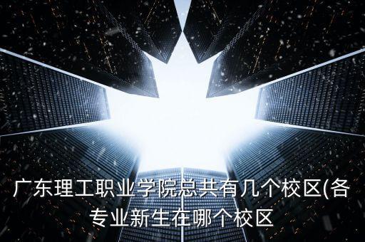 廣東理工職業(yè)學(xué)院總共有幾個校區(qū)(各專業(yè)新生在哪個校區(qū)