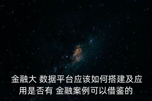  金融大 數(shù)據(jù)平臺應(yīng)該如何搭建及應(yīng)用是否有 金融案例可以借鑒的