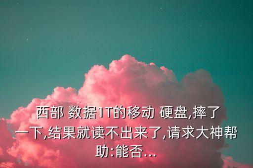  西部 數(shù)據(jù)1T的移動 硬盤,摔了一下,結(jié)果就讀不出來了,請求大神幫助:能否...