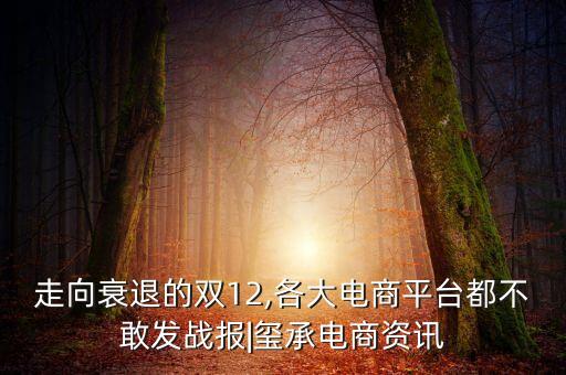 走向衰退的雙12,各大電商平臺(tái)都不敢發(fā)戰(zhàn)報(bào)|璽承電商資訊