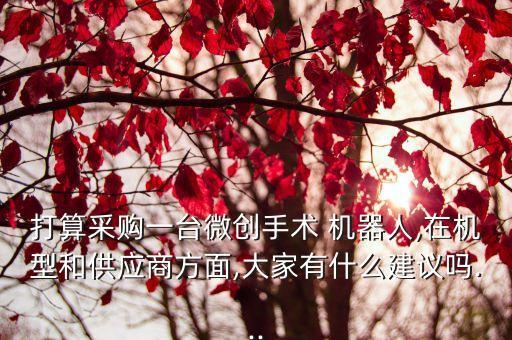 打算采購一臺(tái)微創(chuàng)手術(shù) 機(jī)器人,在機(jī)型和供應(yīng)商方面,大家有什么建議嗎...