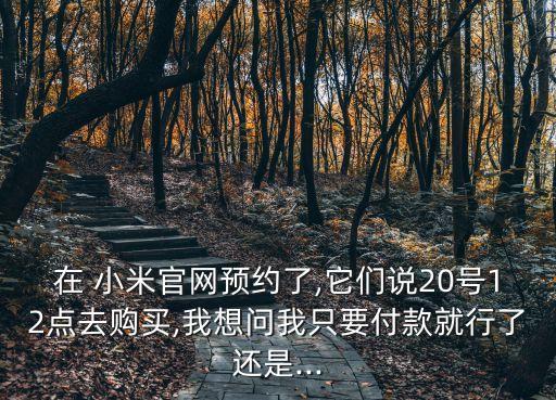 在 小米官網(wǎng)預(yù)約了,它們說(shuō)20號(hào)12點(diǎn)去購(gòu)買(mǎi),我想問(wèn)我只要付款就行了還是...