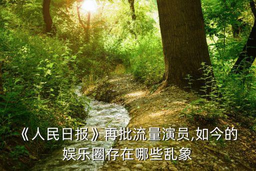 《人民日報》再批流量演員,如今的 娛樂圈存在哪些亂象
