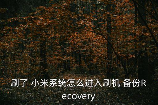 刷了 小米系統(tǒng)怎么進(jìn)入刷機(jī) 備份Recovery