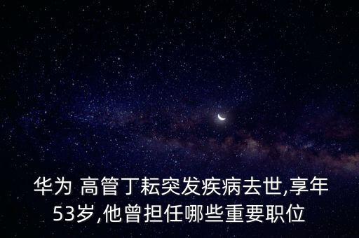  華為 高管丁耘突發(fā)疾病去世,享年53歲,他曾擔(dān)任哪些重要職位