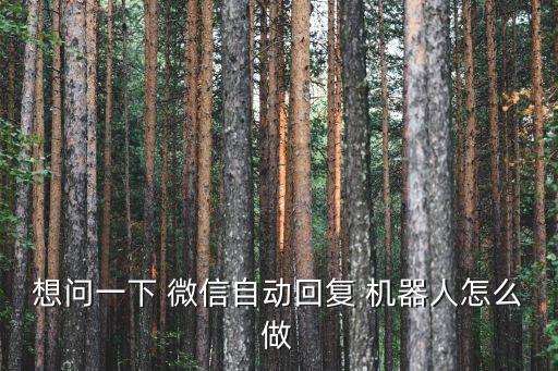 想問一下 微信自動回復 機器人怎么做