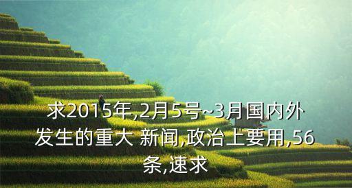 求2015年,2月5號~3月國內(nèi)外發(fā)生的重大 新聞,政治上要用,56條,速求