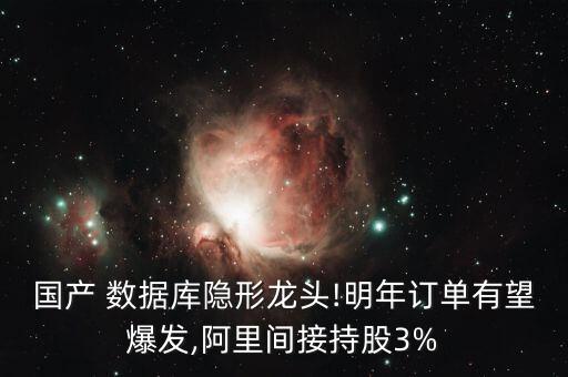 國(guó)產(chǎn) 數(shù)據(jù)庫(kù)隱形龍頭!明年訂單有望爆發(fā),阿里間接持股3%