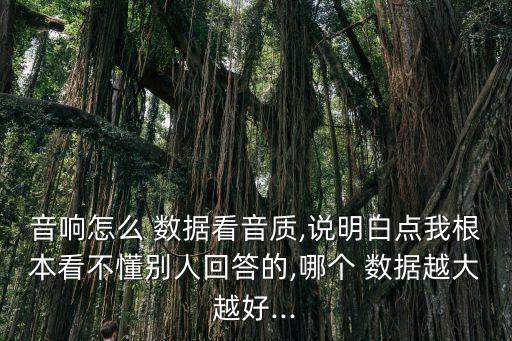 音響怎么 數(shù)據(jù)看音質,說明白點我根本看不懂別人回答的,哪個 數(shù)據(jù)越大越好...