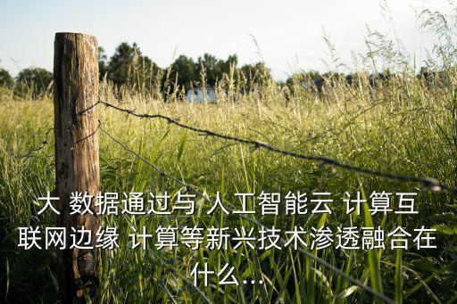 大 數(shù)據(jù)通過與 人工智能云 計算互聯(lián)網(wǎng)邊緣 計算等新興技術滲透融合在什么...