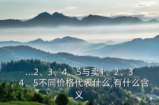 ...2、3、4、5與賣1、2、3、4、5不同價格代表什么,有什么含義