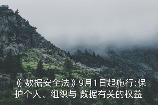《 數(shù)據(jù)安全法》9月1日起施行:保護(hù)個人、組織與 數(shù)據(jù)有關(guān)的權(quán)益