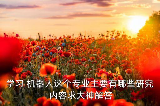 學(xué)習(xí) 機(jī)器人這個(gè)專(zhuān)業(yè)主要有哪些研究 內(nèi)容求大神解答