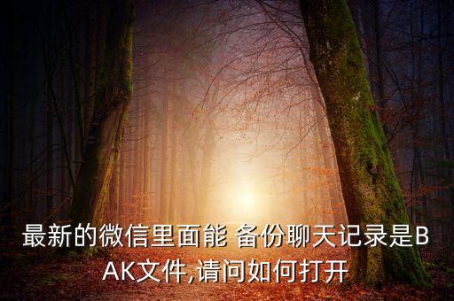 最新的微信里面能 備份聊天記錄是BAK文件,請(qǐng)問如何打開