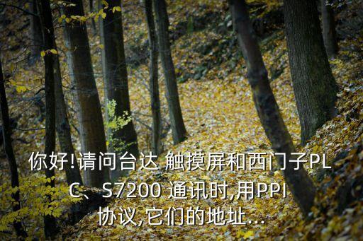 你好!請問臺達 觸摸屏和西門子PLC、S7200 通訊時,用PPI 協(xié)議,它們的地址...