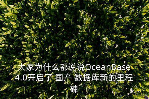 大家為什么都說說OceanBase4.0開啟了 國產(chǎn) 數(shù)據(jù)庫新的里程碑