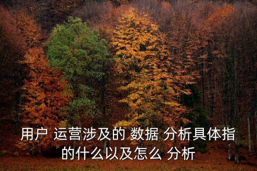 用戶 運營涉及的 數(shù)據(jù) 分析具體指的什么以及怎么 分析