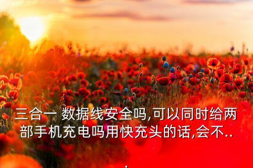 三合一 數(shù)據(jù)線安全嗎,可以同時(shí)給兩部手機(jī)充電嗎用快充頭的話,會(huì)不...