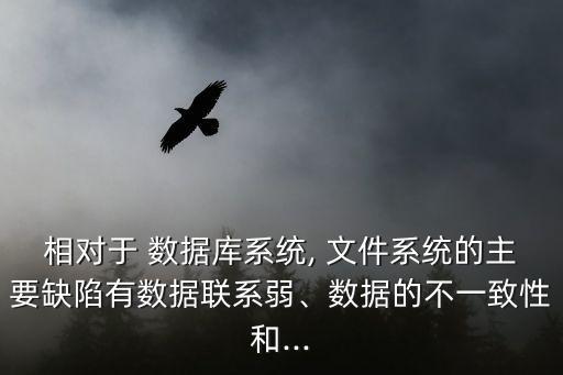 相對于 數(shù)據(jù)庫系統(tǒng), 文件系統(tǒng)的主要缺陷有數(shù)據(jù)聯(lián)系弱、數(shù)據(jù)的不一致性和...