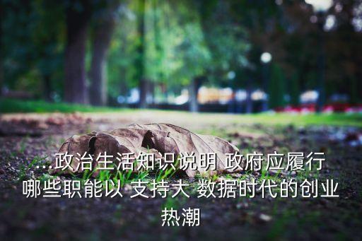 ...政治生活知識說明 政府應(yīng)履行哪些職能以 支持大 數(shù)據(jù)時代的創(chuàng)業(yè)熱潮