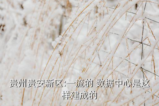 貴州貴安新區(qū):一流的 數(shù)據(jù)中心是這樣建成的